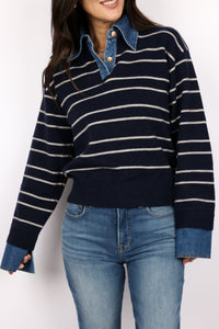 Sofia Stripe Collared Sweater