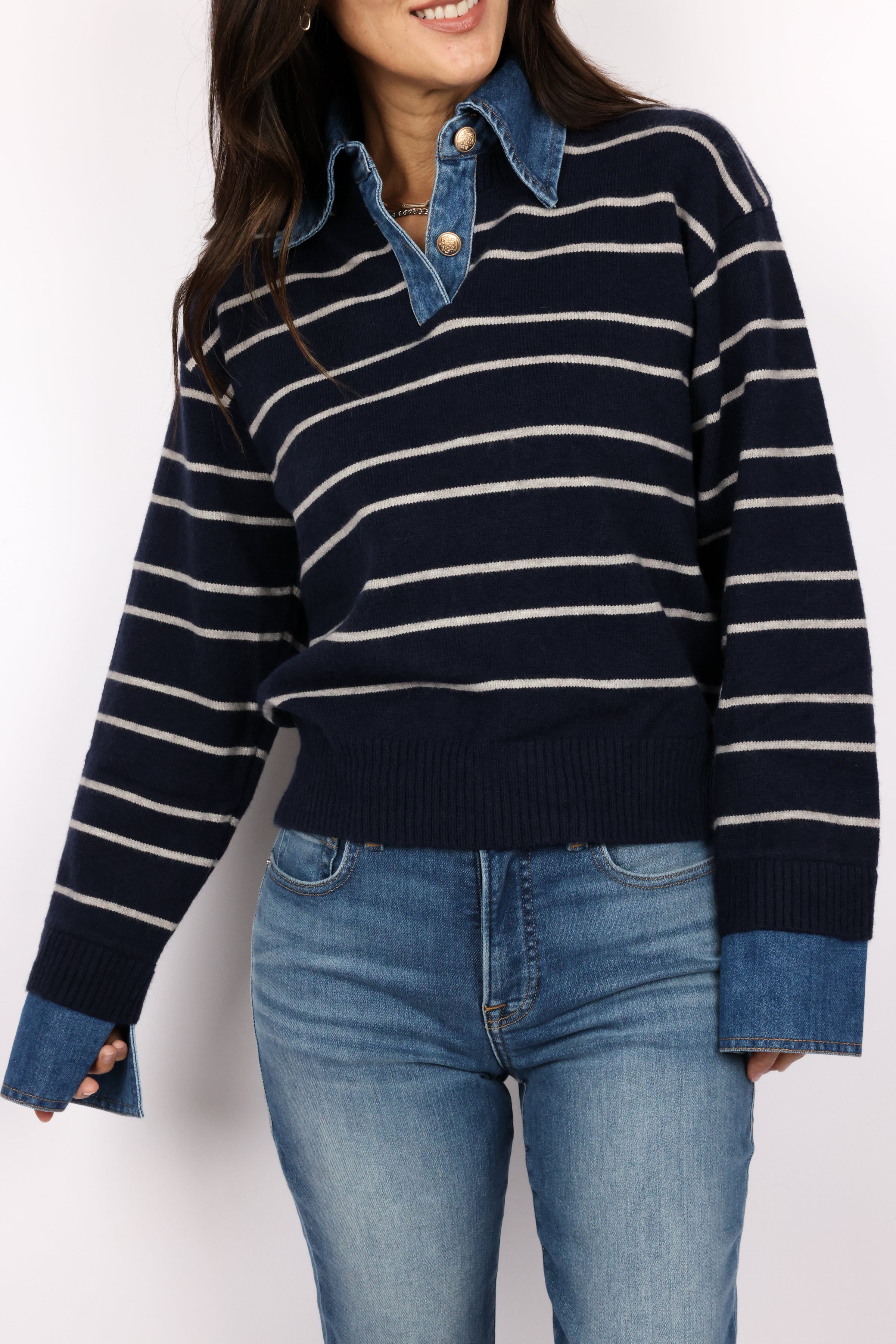 Sofia Stripe Collared Sweater