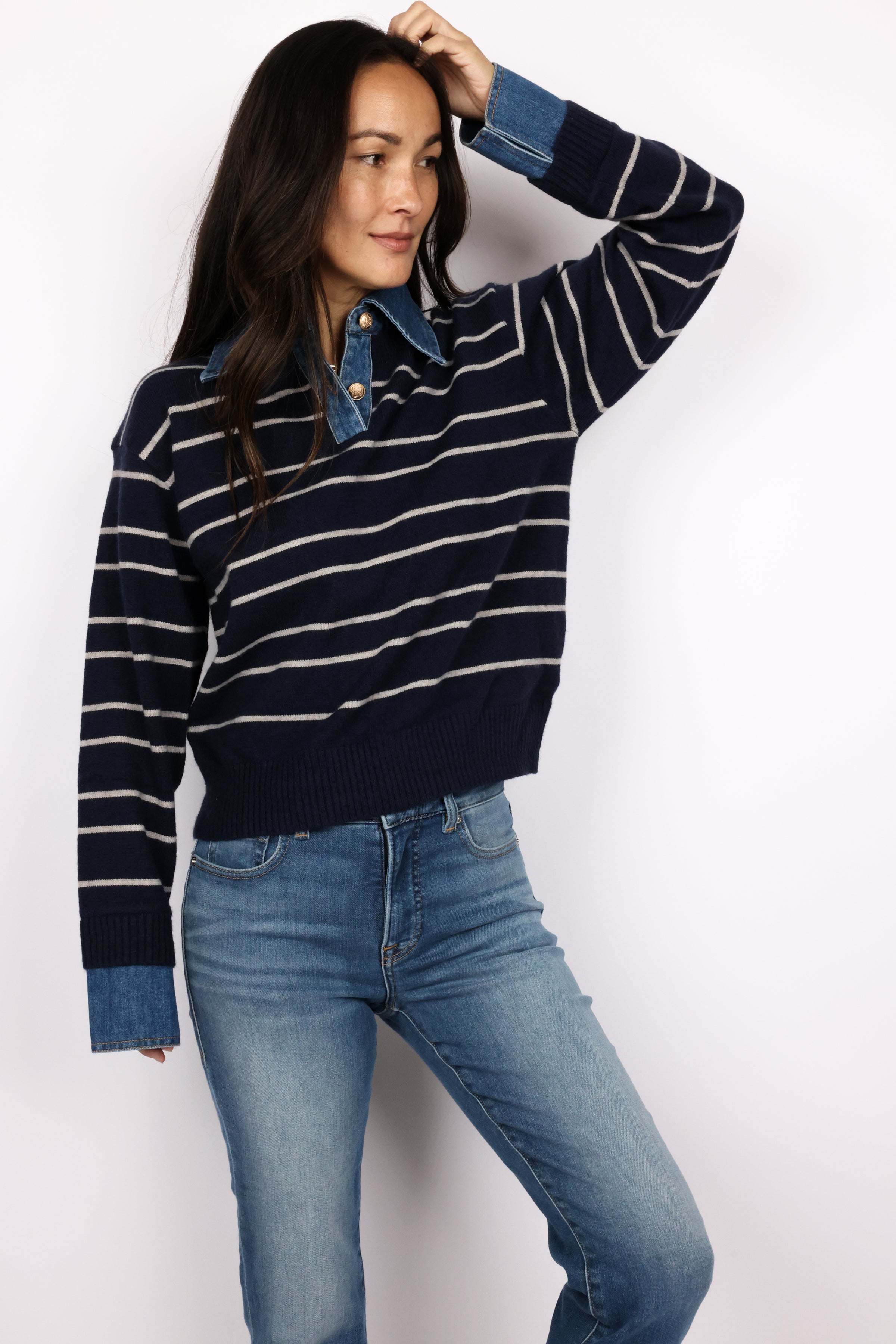 Sofia Stripe Collared Sweater