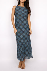 Carole Plaid Mesh Maxi Dress