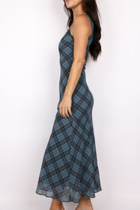 Carole Plaid Mesh Maxi Dress