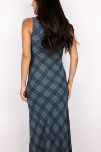 Carole Plaid Mesh Maxi Dress