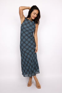 Carole Plaid Mesh Maxi Dress