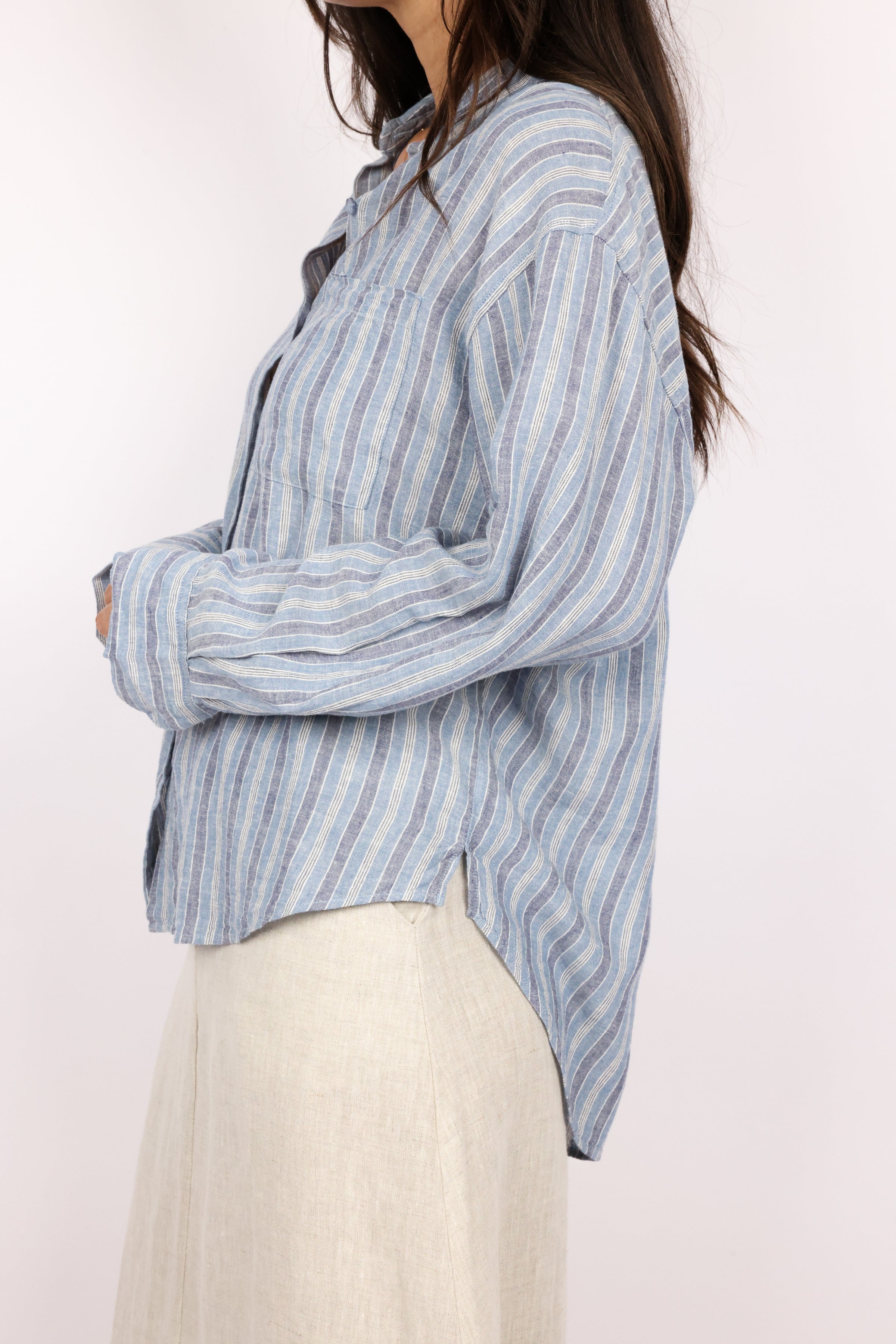 Z Supply Perfect Striped Linen Button Up