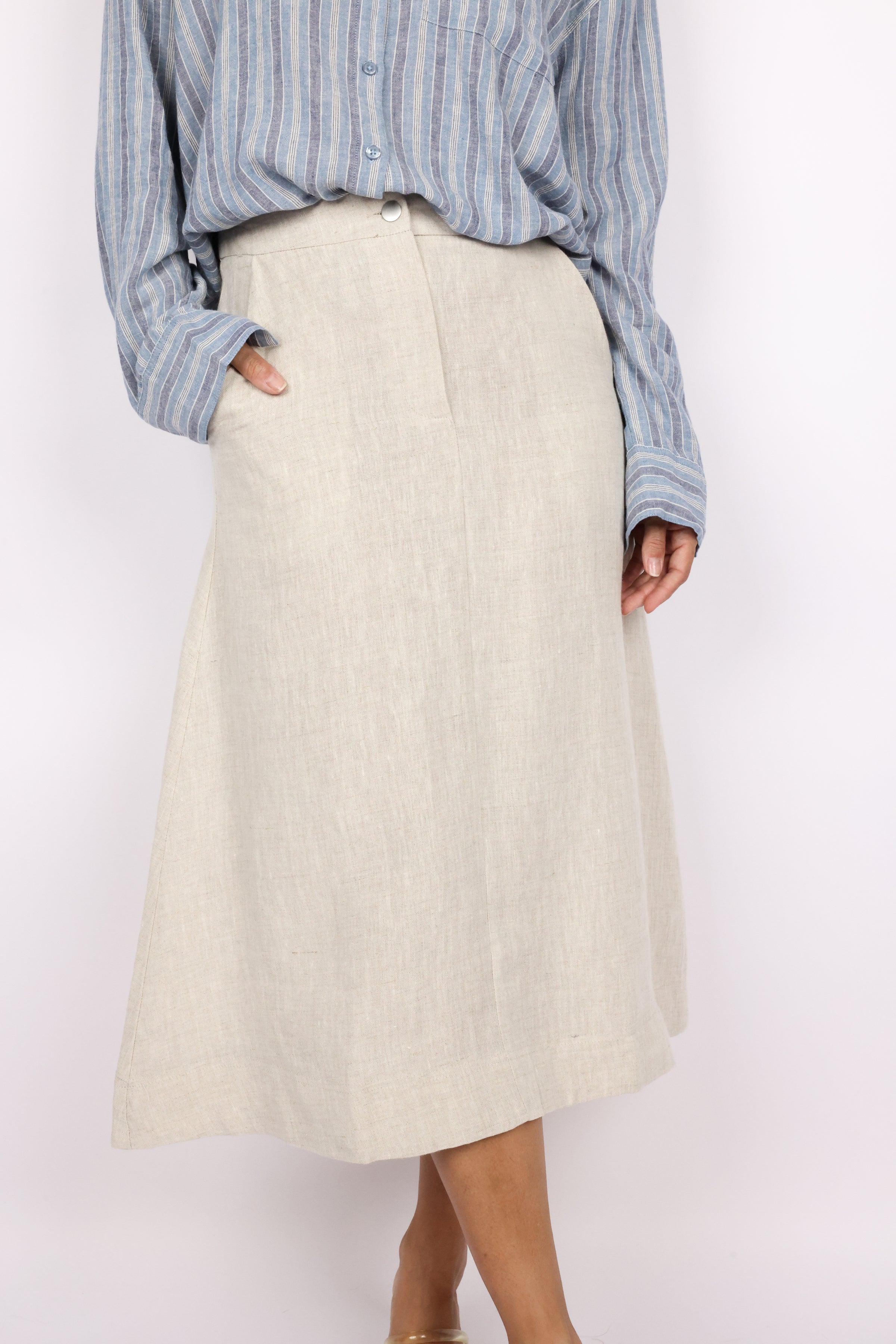 Lara Classic Linen Maxi Skirt