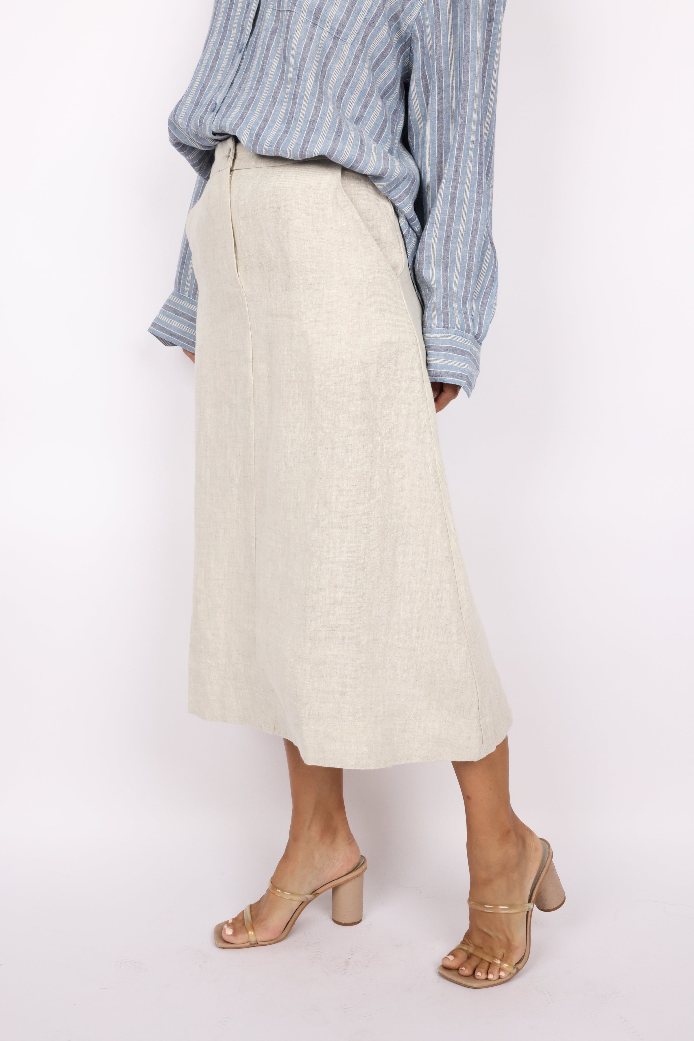 Lara Classic Linen Maxi Skirt