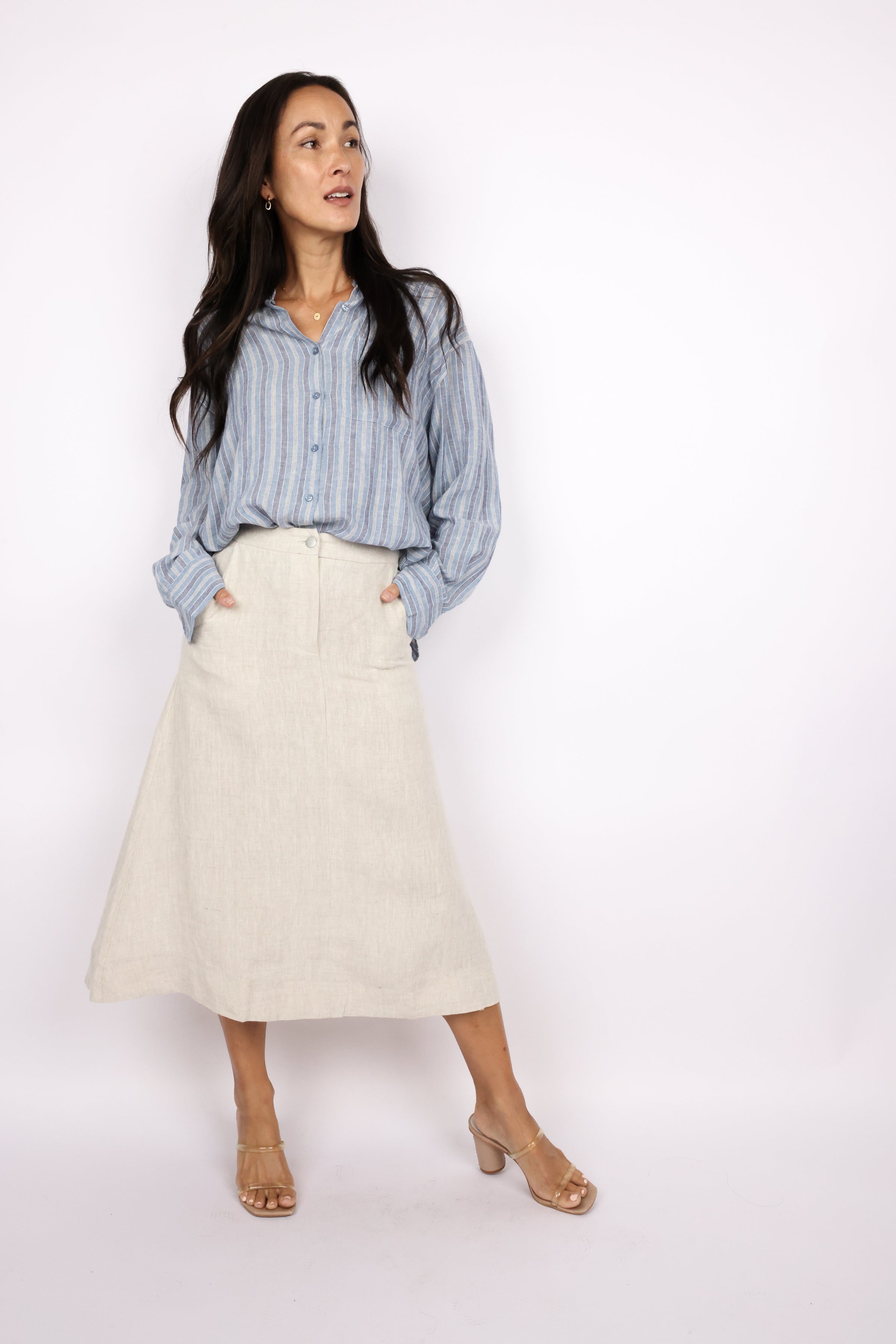 Lara Classic Linen Maxi Skirt