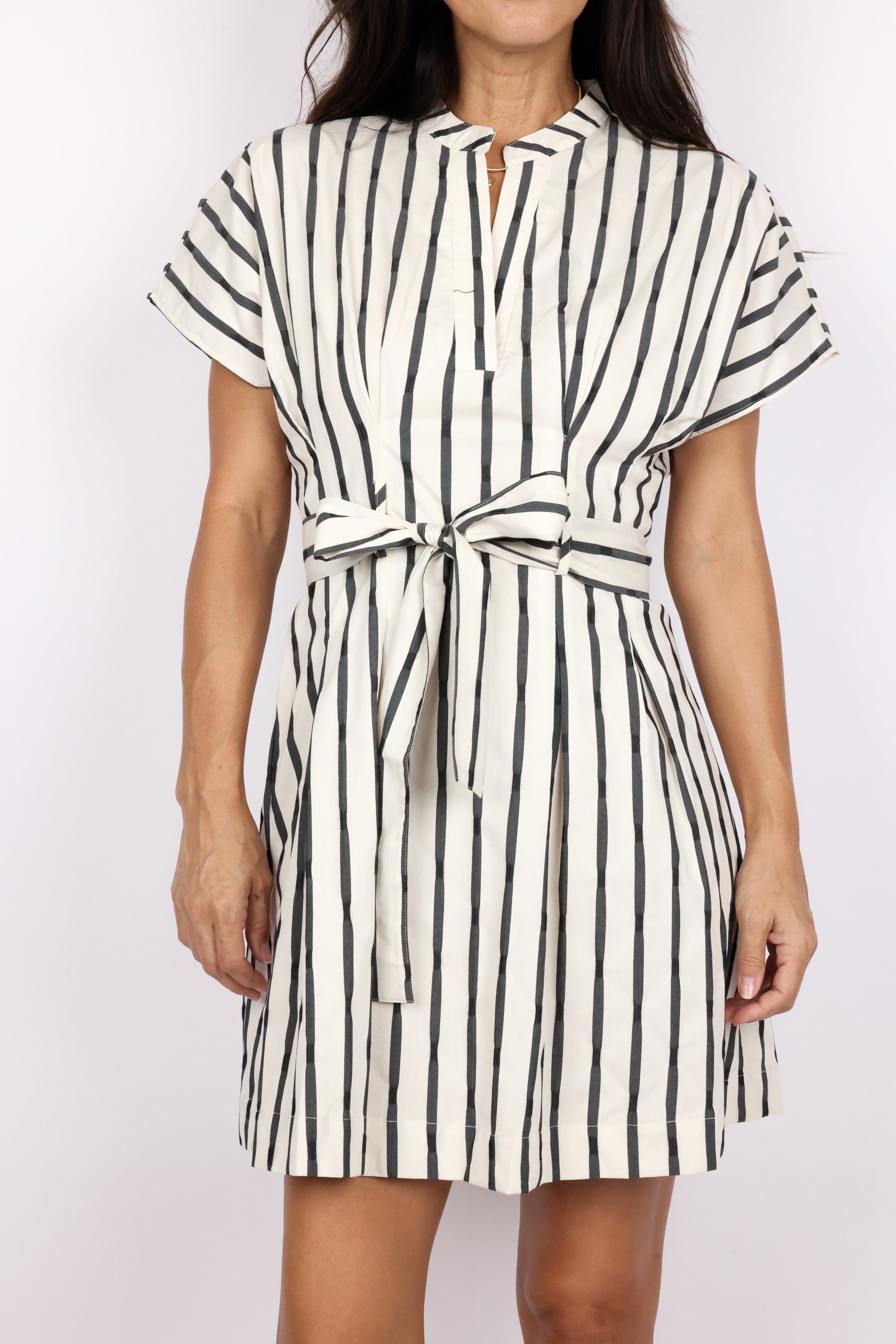 Short Sleeve Striped Mini Dress