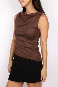 Off Shoulder Suede Tank