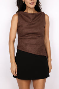 Off Shoulder Suede Tank