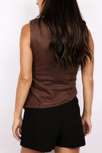Off Shoulder Suede Tank