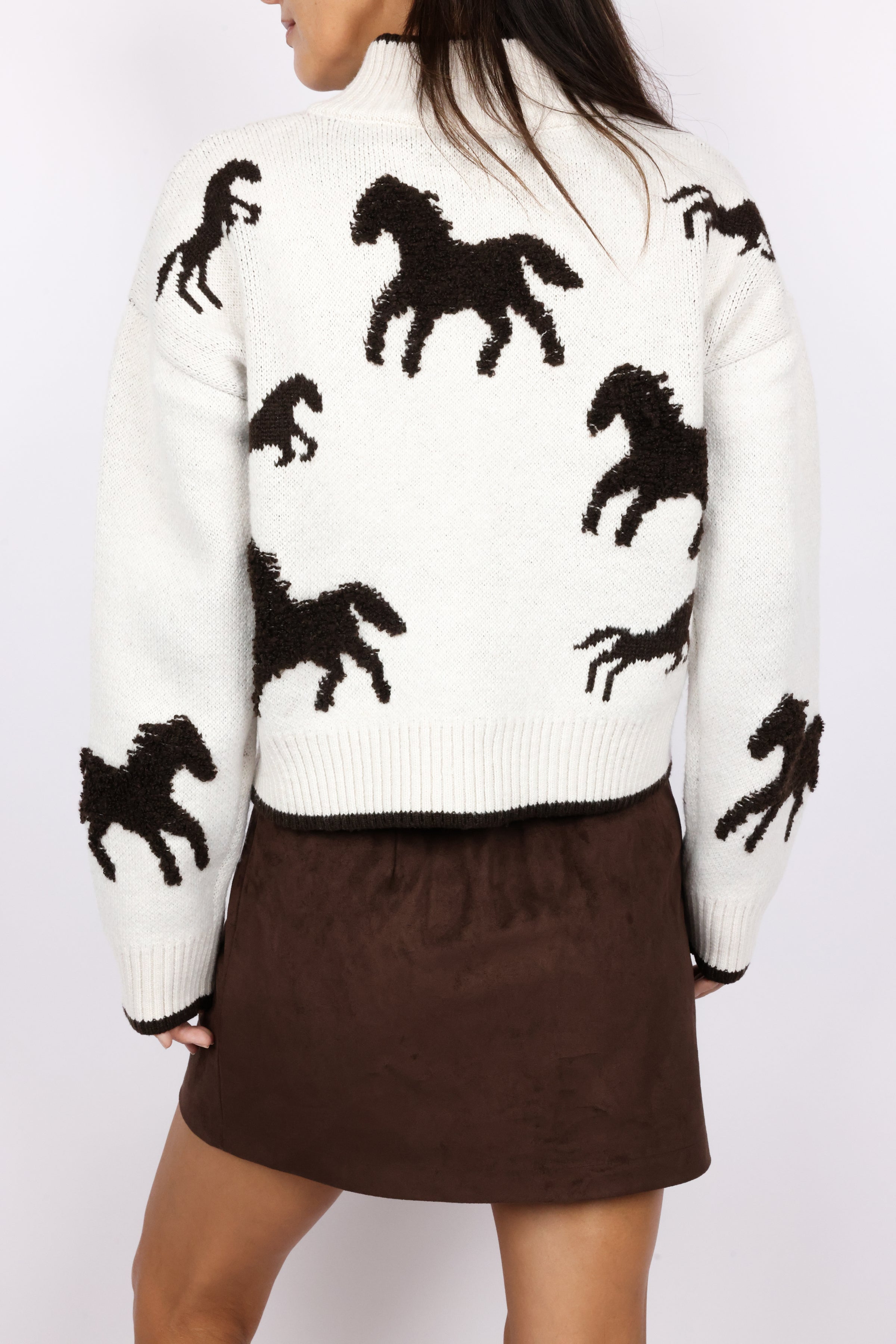 Horse Zip-Up Sweater Cardigan