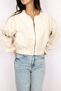 Floral Jacquard Zip Up Jacket