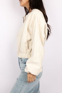 Floral Jacquard Zip Up Jacket