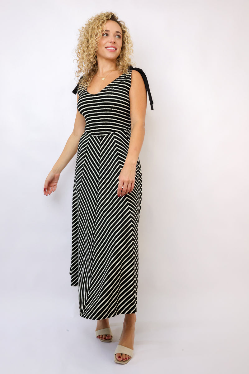 Striped Knit Contrast Dress
