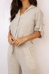 Venti6 Eyelet Button Down Tie Top