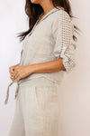 Venti6 Eyelet Button Down Tie Top