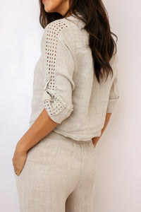Venti6 Eyelet Button Down Tie Top