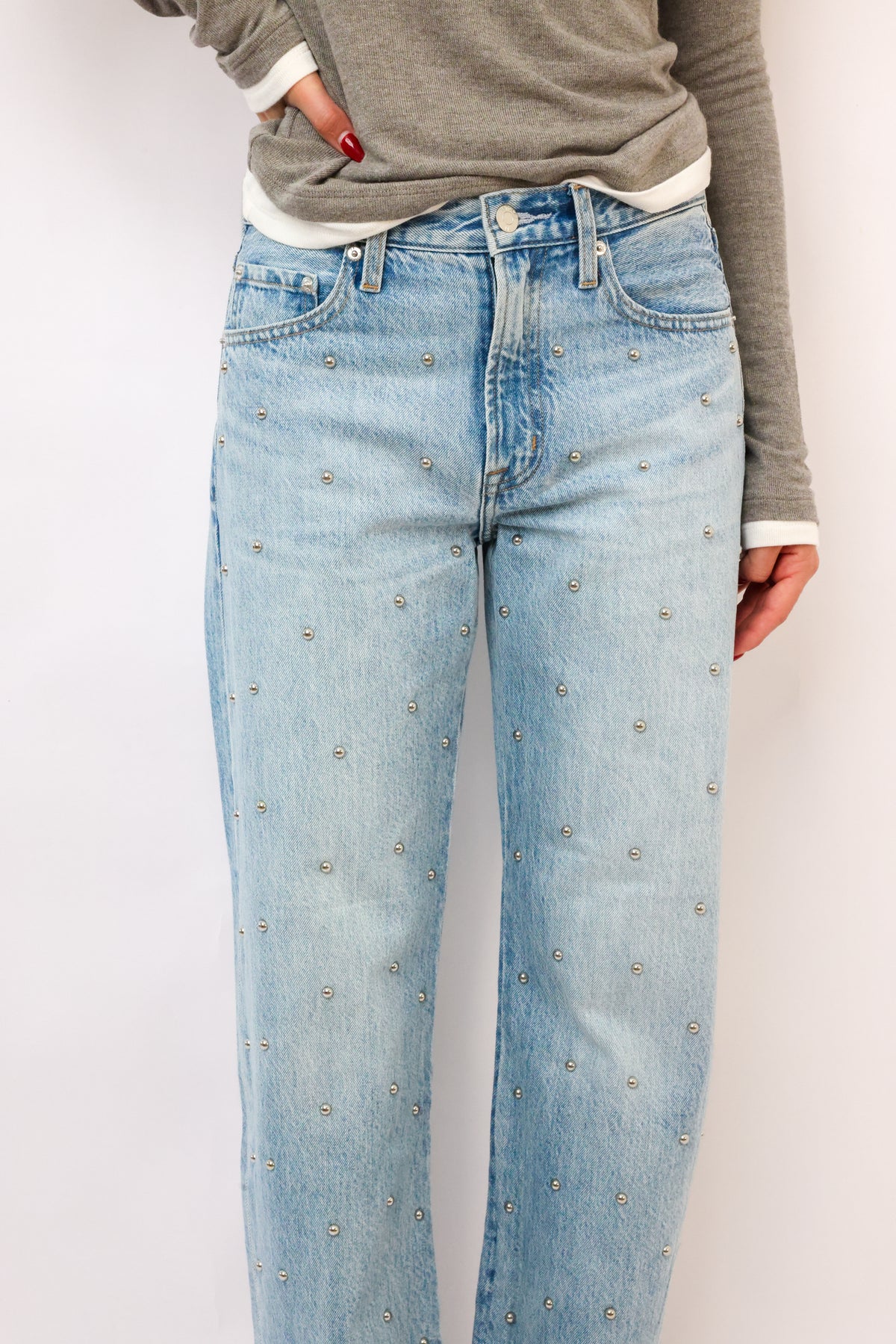 Pistola Lexi Mid Rise Bowed Straight Jeans