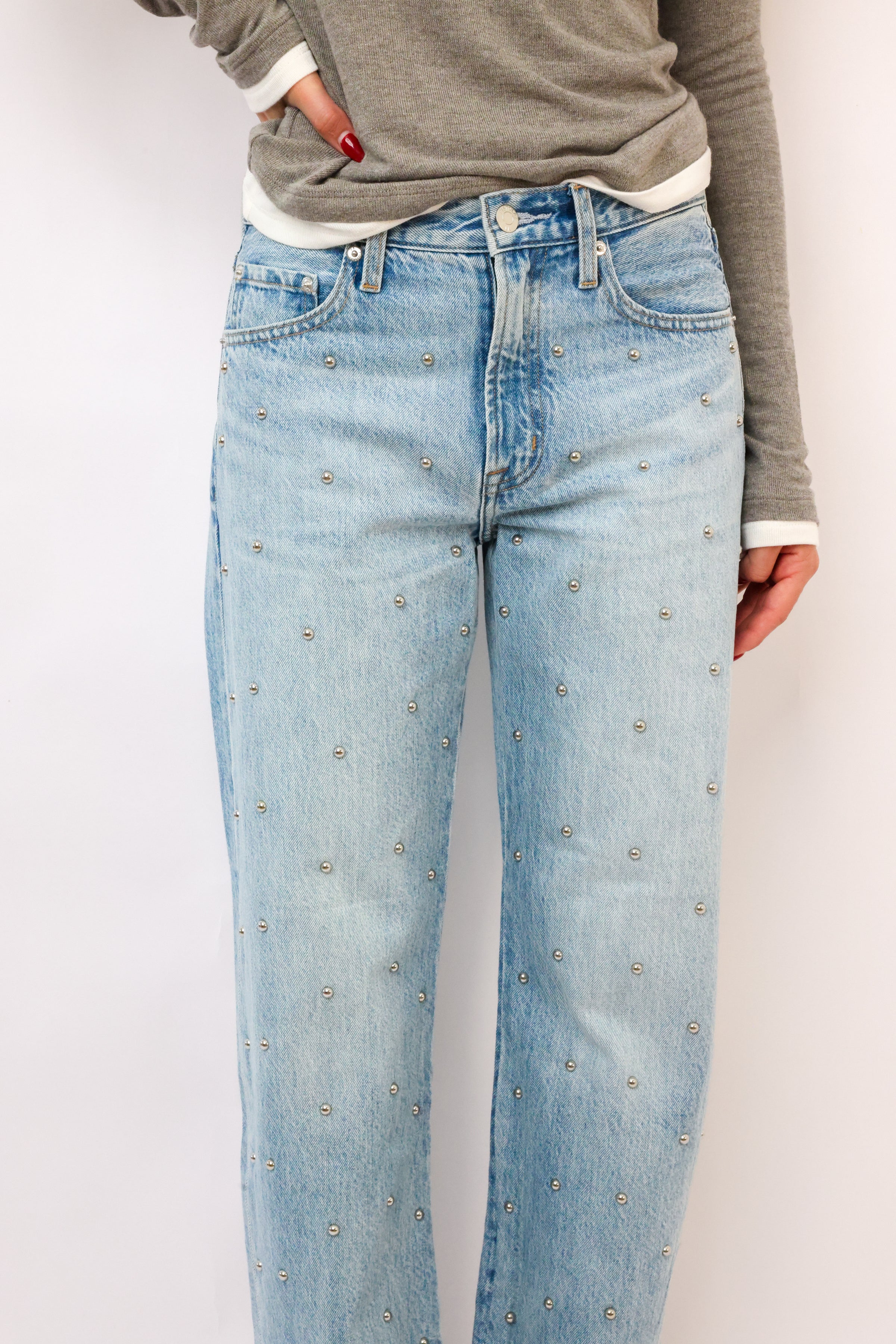 Pistola Lexi Mid Rise Bowed Straight Jeans