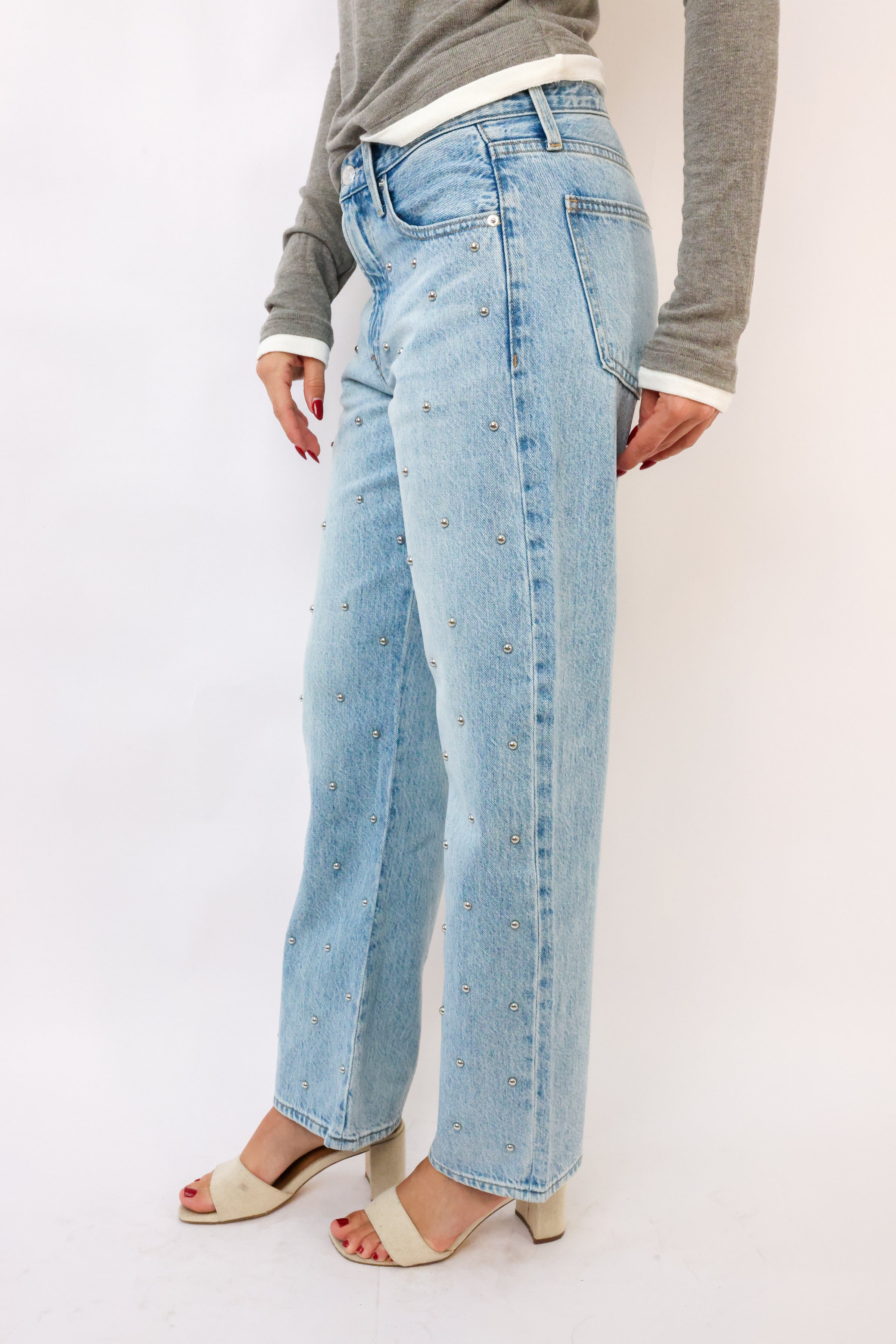 Pistola Lexi Mid Rise Bowed Straight Jeans