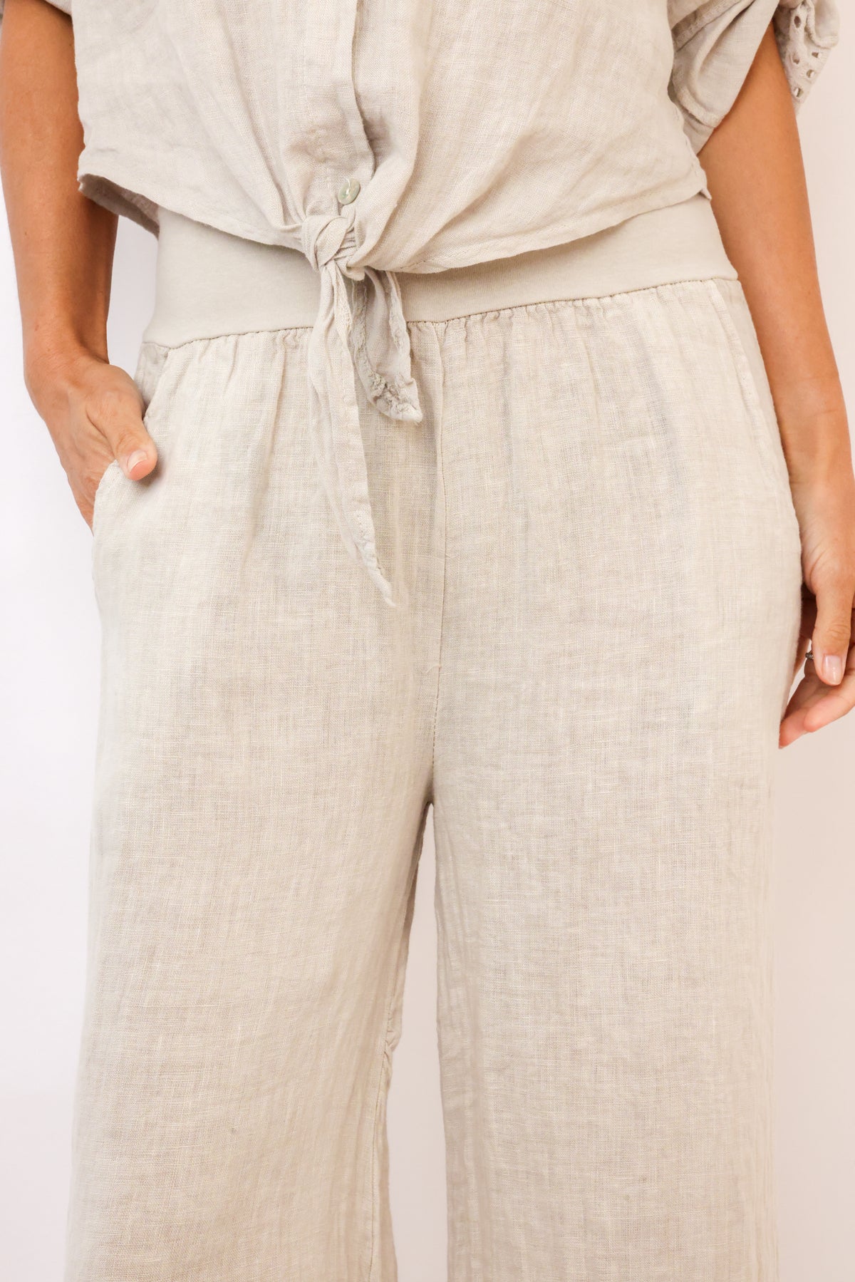 Venti6 Fringe Hem Linen Pant