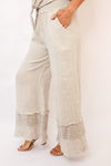 Venti6 Fringe Hem Linen Pant