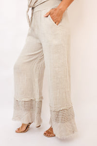 Venti6 Fringe Hem Linen Pant