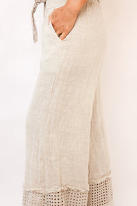 Venti6 Fringe Hem Linen Pant