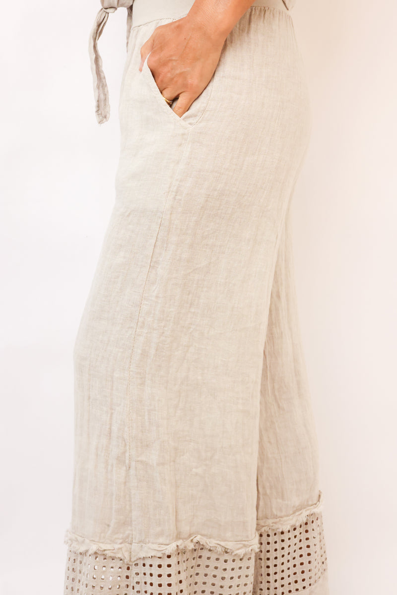 Venti6 Fringe Hem Linen Pant