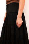 Drawstring Detail Tiered Maxi Skirt