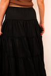 Drawstring Detail Tiered Maxi Skirt