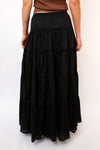 Drawstring Detail Tiered Maxi Skirt