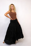 Drawstring Detail Tiered Maxi Skirt