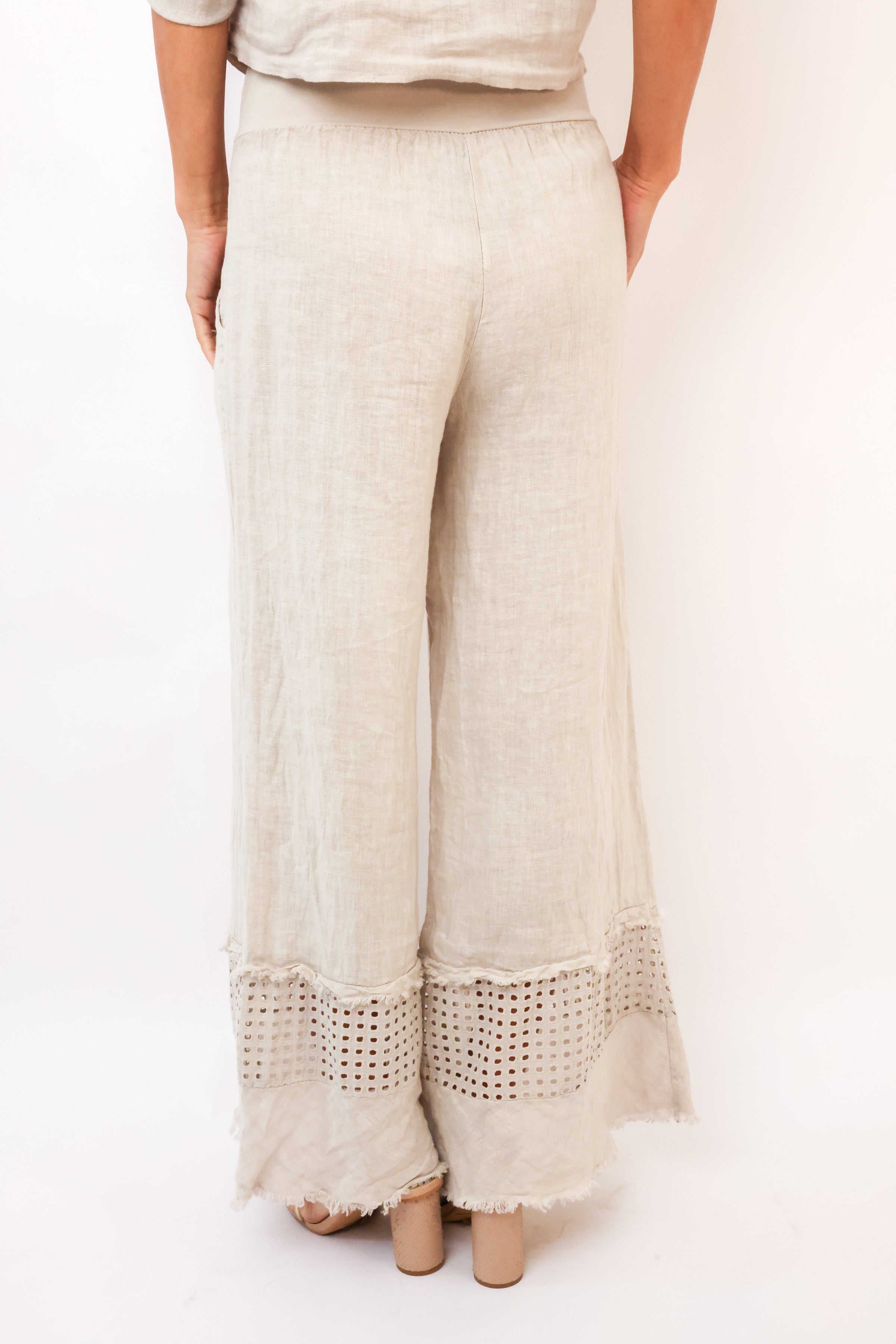 Venti6 Fringe Hem Linen Pant