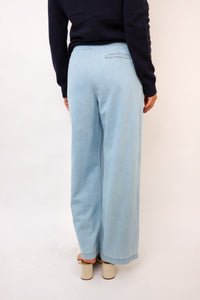Contrast Waistband Wide Leg Jeans