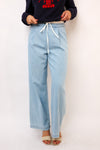 Contrast Waistband Wide Leg Jeans