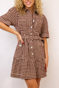 Erika Checkered Belted Dress