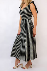 Striped Knit Contrast Dress