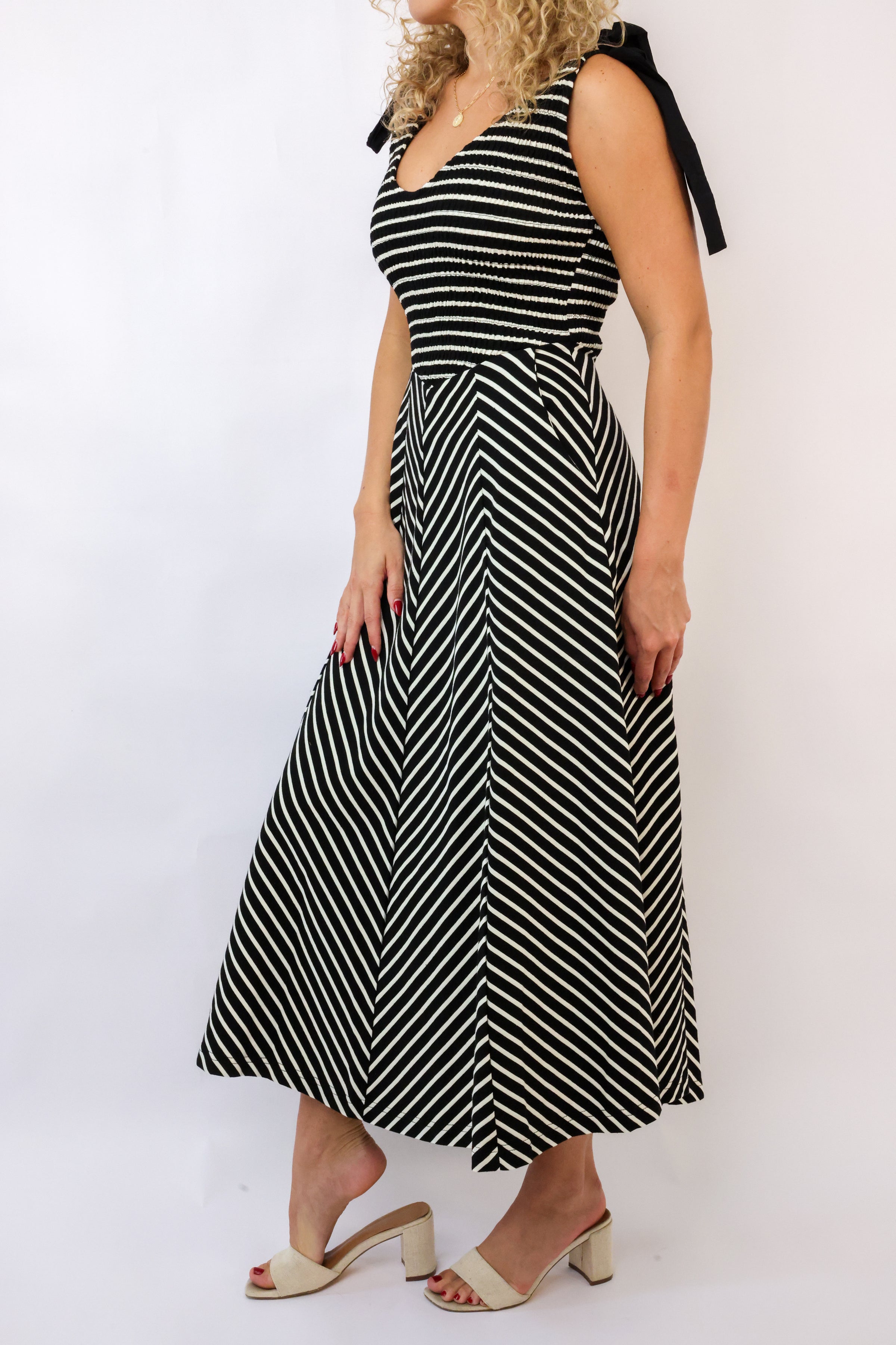 Striped Knit Contrast Dress