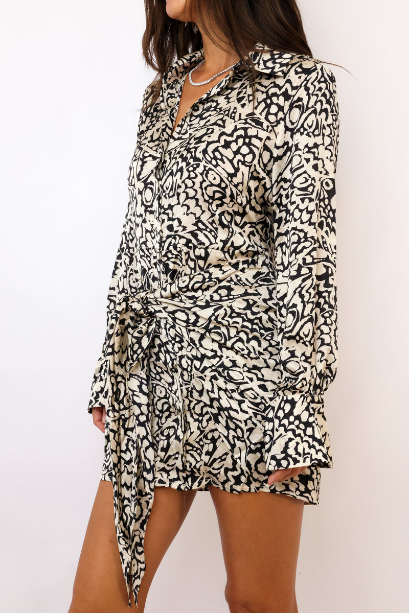 Timeless Tie Waist Mini Shirt Dress