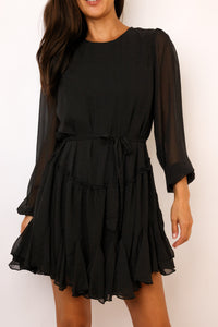 Ditsy Chiffon Flared Mini Dress