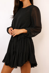 Ditsy Chiffon Flared Mini Dress
