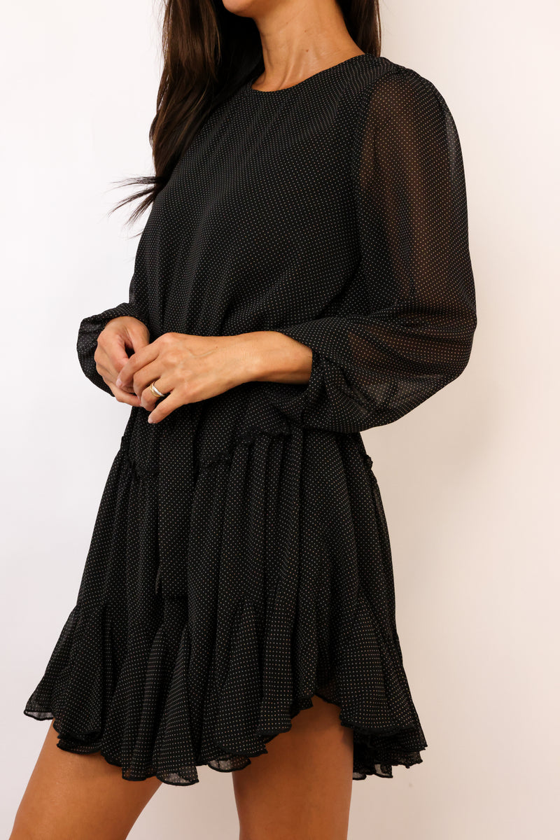 Ditsy Chiffon Flared Mini Dress