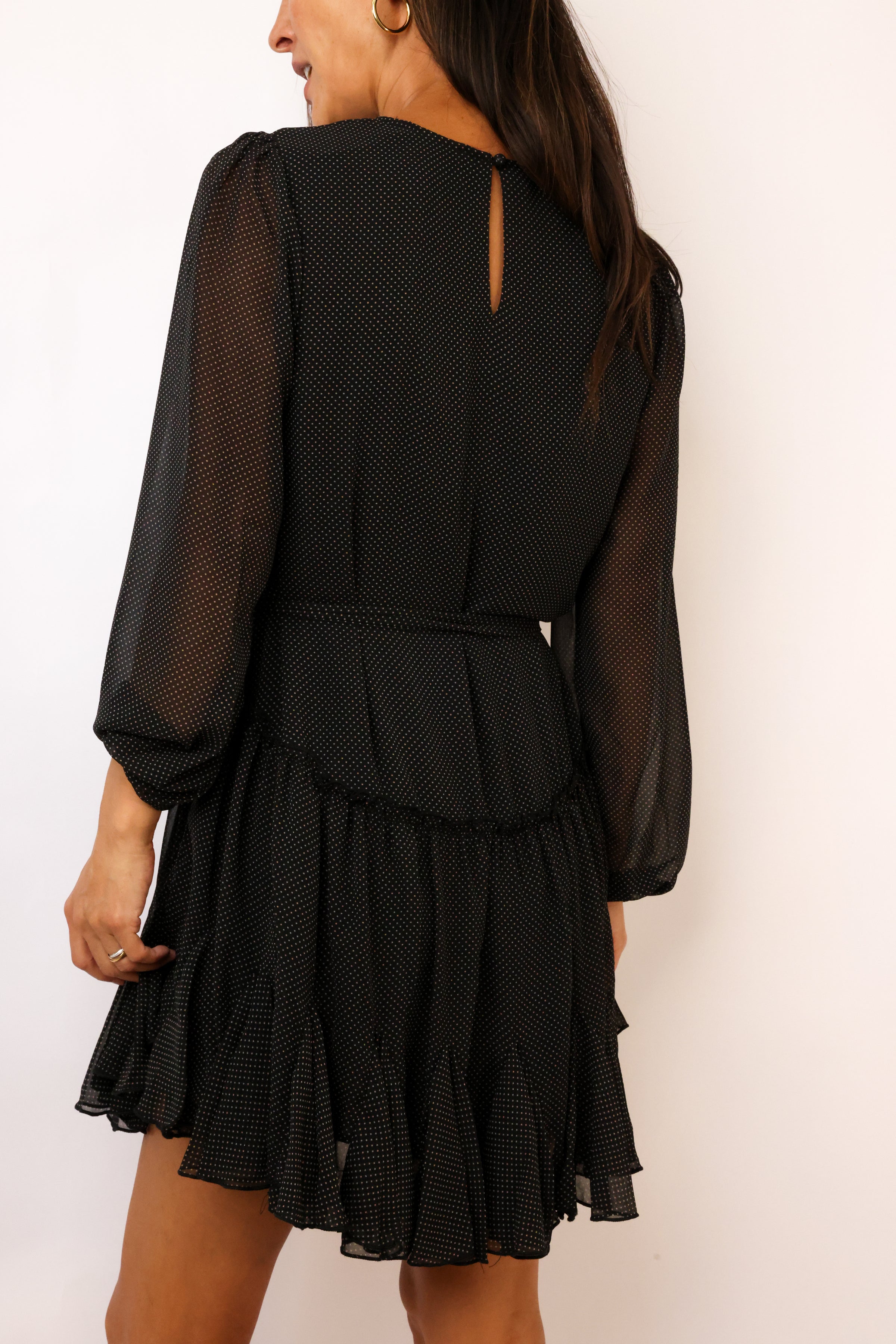 Ditsy Chiffon Flared Mini Dress