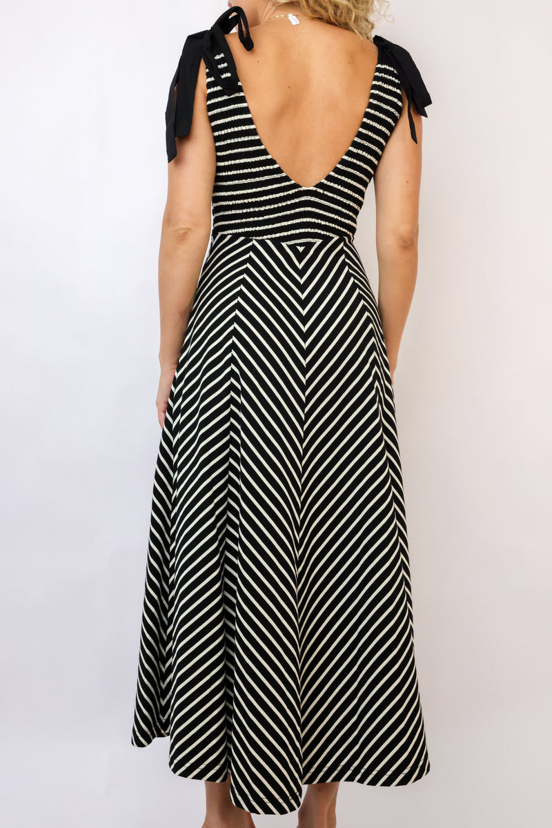 Striped Knit Contrast Dress