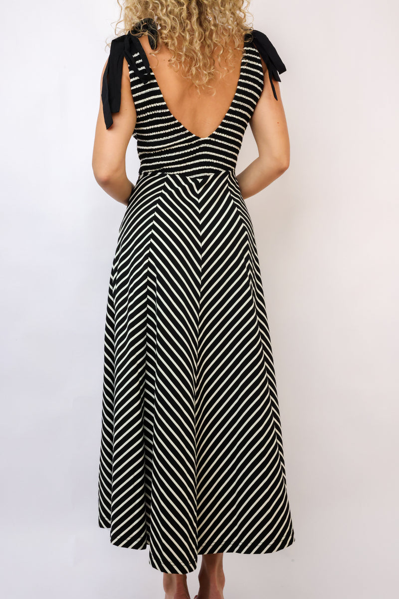 Striped Knit Contrast Dress
