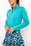 SanSoleil Sunglow Long Sleeve Zip Mock Top