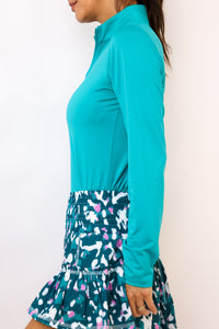 SanSoleil Sunglow Long Sleeve Zip Mock Top