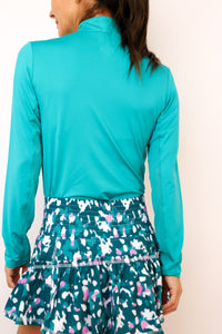SanSoleil Sunglow Long Sleeve Zip Mock Top
